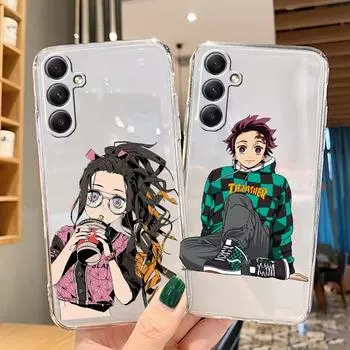 Мягкий прозрачный силиконовый чехол с рисунком аниме для Samsung A55 M35 S24 Xiaomi Redmi Note 13 Poco C65 iPhone Camera Противоударный защитный чехол Samsung Galaxy A11