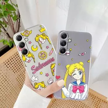 Мягкий прозрачный силиконовый чехол с рисунком для девочек для Samsung A55 M35 S24 Xiaomi Redmi Note 13 Pro 13C iPhone 15, противоударный защитный бампер для камеры Samsung Galaxy S20