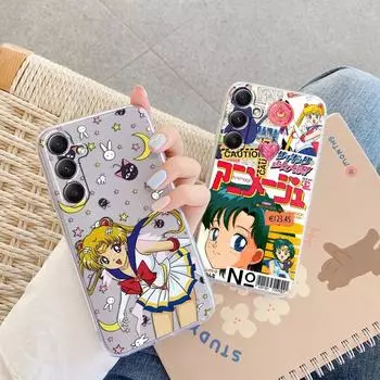 Мягкий прозрачный силиконовый чехол с рисунком для девочек для Samsung A55 M35 S24 Xiaomi Redmi Note 13 Poco C65 iPhone, противоударный защитный чехол для камеры Samsung Galaxy A11
