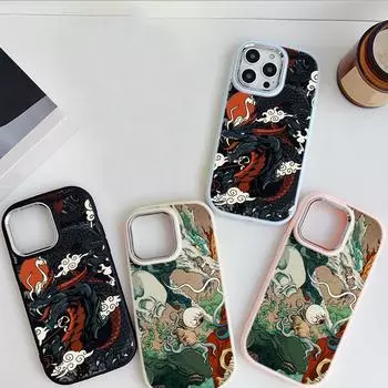 Мягкий пухлый чехол для телефона из ТПУ с дизайном дракона для iPhone 13 14 15 Pro Max Samsung Galaxy A14 A15 A24 Xiaomi 13T Redmi 12C for iPhone 7