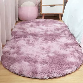 Мягкий пушистый ковер плюшевый коврик на пол длинный плюшевый овальный моющийся большой размер украшение для спальни 40x60cm озеро синий