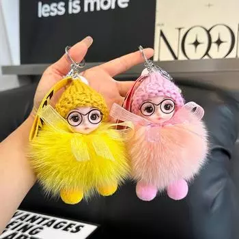 Мягкий пушистый плюшевый брелок для куклы, пушистый милый помпон, брелок для сумки, подвеска светло-фиолетовый