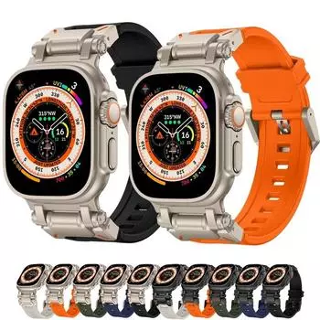 Мягкий ремешок для Apple Watch Ultra 2 1, ремешок 49 мм, 45 мм, 44 мм, 42 мм, роскошный резиновый браслет для iWatch Series 9, 8, 7, 6 SE 5, аксессуары 42mm