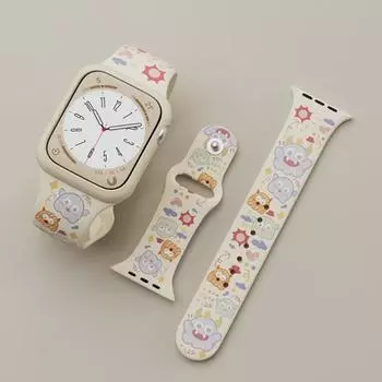 Мягкий ремешок для часов с милым кроликом, котом, медведем и цветным принтом для Apple Watch Serie Ultra/8/7/6/SE/5/4/3/2/1 для Iwatch, удобный ремешок 49 мм, 41 мм, 45 мм, 44 мм For 38/40/41mm