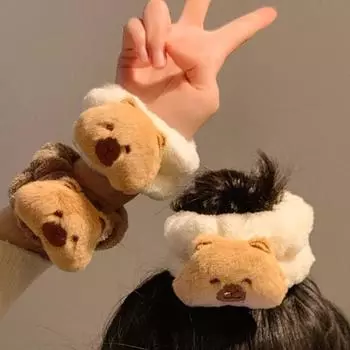 Мягкий ремешок для мытья лица Kapibara, манжеты, повязка для полотенца, плюшевый бант, головной убор для мытья лица Brown-1PC Headband