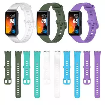 Мягкий ремешок из ТПУ для Huawei Band 8, регулируемая длина, прочный водонепроницаемый сменный браслет с несколькими отверстиями зелёный