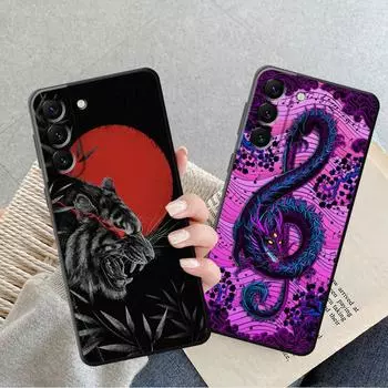 Мягкий роскошный чехол из ТПУ для Samsung Galaxy S23 Ultra 5g S21 S10 S9 S8 S7 S22 Plus S20 Fe S10e, модный чехол в китайском стиле с тигром и драконом Samsung S23 5G