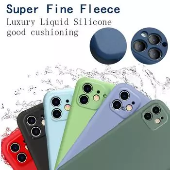 Мягкий роскошный оригинальный чехол из жидкого силикона для Iphone 14 13 11 12 Promax Xr Xs 78plus, супертонкий флисовый противоударный чехол For iPhone 11 Promax серый