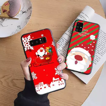 Мягкий рождественский чехол B57 для iPhone 11 12 13 14 15 Pro Max Samsung S22 S23 S24 FE Ultra Xiaomi Redmi Note VIVO V27 Realme C21 OPPO Reno 8