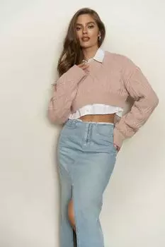 Мягкий розовый укороченный свитер Mohan