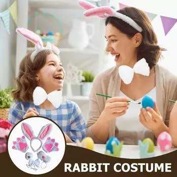 Мягкий шарик, пасхальный кролик, повязка на голову, перчатки, кролик, костюм для косплея, вечеринка B