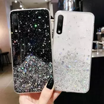 Мягкий силиконовый блестящий чехол для Huawei P9 P10 P20 P30 P40 P50 Коврики 10 20 30 40 Honor 9 10 20 30 Pro Lite Plus с блестками For Honor 10 чёрный