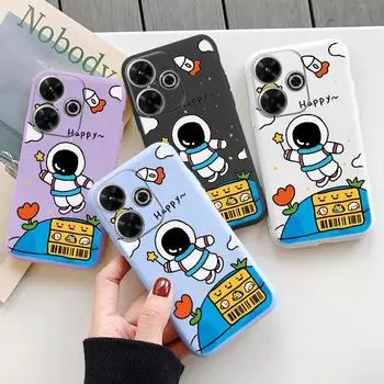 Мягкий силиконовый чехол Astronaut для Redmi Note 13 Pro 13C 14T Xiaomi Poco C65 Samsung A55 M35 S24 iPhone Huawei Honor 200 Realme Camera Противоударный чехол Samsung Galaxy S9 Plus белый