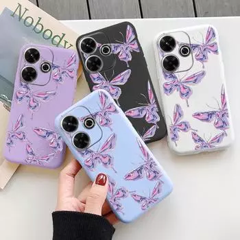 Мягкий силиконовый чехол-бабочка для Samsung A55 A35 M35 S24 Xiaomi Redmi Note 13 Pro 14 Poco C65 iPhone Huawei Honor 200 Realme Camera Противоударный чехол Samsung Galaxy S9 Plus фиолетовый