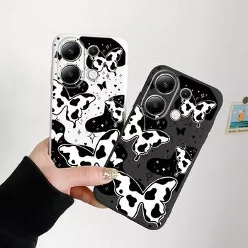 Мягкий силиконовый чехол-бабочка для Samsung A55 A35 M35 S24 Xiaomi Redmi Note 13 Pro 14 Poco C65 iPhone Huawei Honor 200 Realme Camera Противоударный чехол Samsung Galaxy S9 Plus