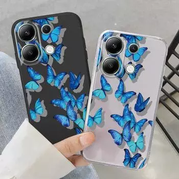 Мягкий силиконовый чехол-бабочка для Xiaomi Redmi Note 13 Pro 14 Poco C65 Samsung A55 A35 M35 S24 iPhone Huawei Honor 200 Realme Camera противоударный чехол Samsung Galaxy S9 Plus