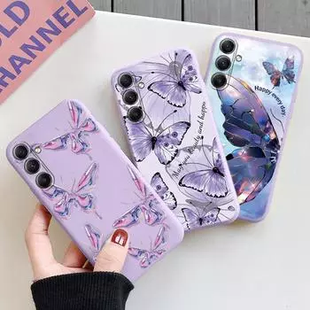 Мягкий силиконовый чехол Butterfly Cat для Xiaomi Redmi Note 13 Pro 13C 14 Samsung A35 A55 M35 S24 Huawei Honor 200 iPhone Camera Защитный противоударный чехол Samsung Galaxy S20