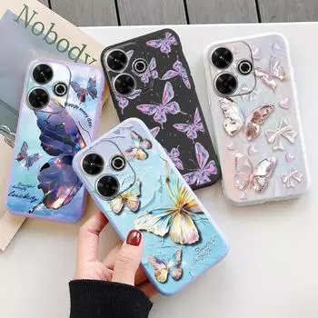 Мягкий силиконовый чехол Butterfly для Redmi Note 13 Pro 13C 14 Poco C65 Samsung A55 M35 S24 Xiaomi iPhone Huawei Honor 200 Realme 9 Camera Противоударный чехол Samsung Galaxy S9 Plus фиолетовый