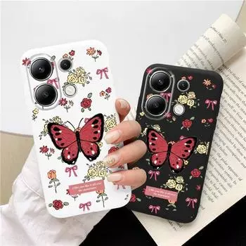 Мягкий силиконовый чехол Butterfly для Samsung A55 A35 M35 M34 S24 Xiaomi Redmi Note 13 Pro 13C 14 Poco C65 iPhone Huawei Honor 200 Realme противоударный чехол Samsung Galaxy S9 Plus
