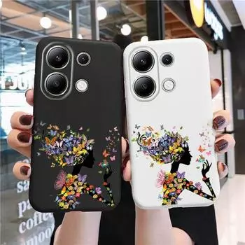 Мягкий силиконовый чехол Butterfly Girl для Xiaomi Redmi Note 13 Pro 14C 15 Samsung A55 S24 FE iPhone Huawei Honor Realme Camera Защитный противоударный чехол Samsung Galaxy S9 Plus