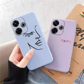 Мягкий силиконовый чехол Cartoon Line для Xiaomi Redmi Note 13 Pro 13C 14T Poco C65 Samsung A55 M35 A35 S24 Huawei Honor 200 iPhone Realme противоударный чехол Samsung Galaxy S9 Plus фиолетовый