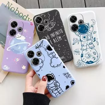 Мягкий силиконовый чехол Cat Astronaut для Xiaomi Redmi Note 13 Pro 13C 14T Poco C65 Samsung A55 M35 A35 S24 Huawei Honor 200 iPhone Realme противоударный чехол Samsung Galaxy S9 Plus фиолетовый