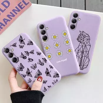 Мягкий силиконовый чехол Cat Butterfly для Xiaomi Redmi Note 13 Pro 13C Poco C65 Samsung A35 A55 M35 Huawei Honor iPhone Camera Защитный противоударный чехол Samsung Galaxy S20