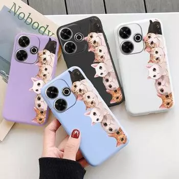Мягкий силиконовый чехол Cat для Samsung A55 A35 M35 S24 Xiaomi Redmi Note 13 Pro 13C 14 Poco C65 iPhone 15 Huawei Honor 200 Realme Camera противоударный чехол Samsung Galaxy S9 Plus фиолетовый