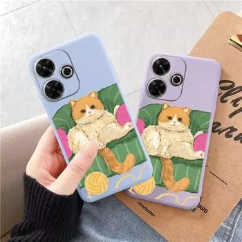 Мягкий силиконовый чехол Cat для Xiaomi Redmi Note 13 Pro 13C 14T Poco C65 Samsung A55 A34 M35 S24 Plus Huawei Honor 200 iPhone 15 Realme противоударный чехол Samsung Galaxy S9 Plus фиолетовый