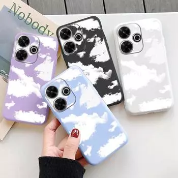 Мягкий силиконовый чехол Cloud для Samsung A55 A35 M35 S24 Xiaomi Redmi Note 13 Pro 13C 14 Poco C65 iPhone Huawei Honor 200 Realme Camera противоударный чехол Samsung Galaxy S9 Plus фиолетовый