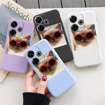 Мягкий силиконовый чехол Cool Cat для Redmi Note 13 Pro 13C 14 Poco C65 Samsung A55 M35 S24 Xiaomi iPhone Huawei Honor 200 Realme 9 Camera Противоударный чехол Samsung Galaxy S9 Plus фиолетовый