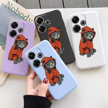 Мягкий силиконовый чехол Cool Cat для Xiaomi Redmi Note 13 Pro 13C 14 Poco C65 Samsung A55 A35 A34 M35 S24 iPhone Huawei Honor 200 Realme противоударный чехол Samsung Galaxy S9 Plus фиолетовый