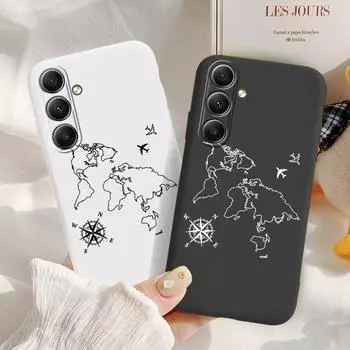 Мягкий силиконовый чехол Cool Map Lines Couple для Xiaomi Redmi Note 13 Pro Samsung A55 S24 iPhone 15 Huawei Honor Realme Camera Защитный противоударный чехол Samsung Galaxy S9 Plus