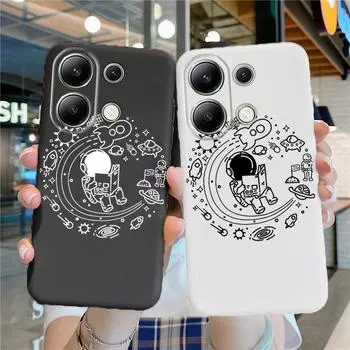 Мягкий силиконовый чехол Couple Astronaut Line для Xiaomi Redmi Note 13 Pro Samsung A55 S24 iPhone 15 Huawei Honor Realme Camera Защитный противоударный чехол Samsung Galaxy S9 Plus