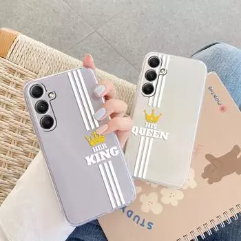 Мягкий силиконовый чехол Couple Crown для Xiaomi Redmi Note 13 14T 15 Samsung A55 S24 FE S25 iPhone Huawei Honor Realme Camera Защитный противоударный чехол Samsung Galaxy S9 Plus