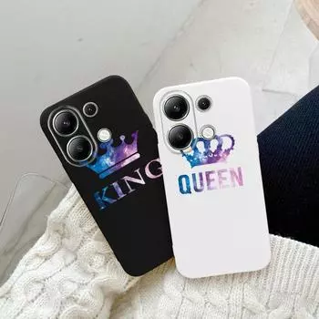 Мягкий силиконовый чехол Couple Crown для Xiaomi Redmi Note 13 14T 15 Samsung A55 S24 FE S25 iPhone Huawei Honor Realme Camera Защитный противоударный чехол Samsung Galaxy S9 Plus