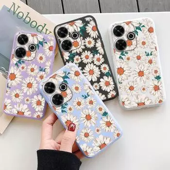 Мягкий силиконовый чехол Daisy Flower для Samsung A55 A35 M35 S24 Xiaomi Redmi Note 13 Pro 14 Poco C65 iPhone Huawei Honor 90 Realme Camera Противоударный чехол Samsung Galaxy S9 Plus фиолетовый