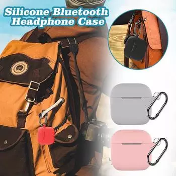 Мягкий силиконовый чехол для Apple Airpods4 Чехлы беспроводные с крючком для коробки Gen 3rd Наушники для Airpo Q0A4 Gray-for airpods 4