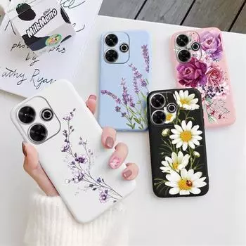 Мягкий силиконовый чехол для девочек с цветком для Xiaomi Redmi Note 13 Pro 13C Samsung A35 A55 M35 M34 S24 iPhone 15 Huawei Honor Camera Защитный противоударный чехол Samsung Galaxy S20 синий