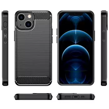 Мягкий силиконовый чехол для iPhone 13 iphone13 Роскошный чехол из углеродного волокна для apple iphone 13 Противоударные матовые защитные чехлы For iPhone 13 чёрный
