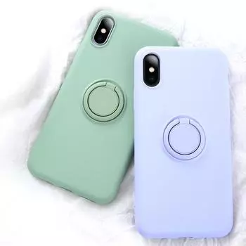 Мягкий силиконовый чехол для iPhone Samsung Xiaomi Redmi Metal Ring противоударный тонкий защитный чехол iPhone 12 Pro Max синий