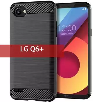 Мягкий силиконовый чехол для LG Q6 plus Q6+, противоударный чехол с держателем-подставкой для LG Q6 Alpha, матовый чехол из матового углеродного волокна для LG Q6 lgq6 LG Q6 чёрный