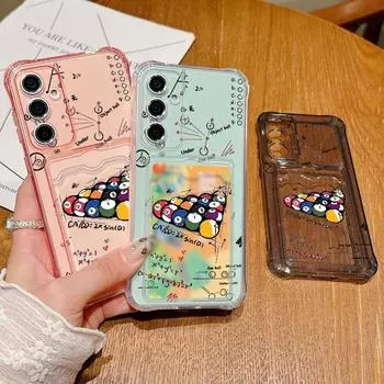 Мягкий силиконовый чехол для настольного тенниса с прозрачным слотом для карт памяти для Samsung S25 S24 S22 Ultra S23 S21 Fe A56 A55 A54 A53 A35 A34 A26 A15, противоударный чехол против падений Samsung S25 серый