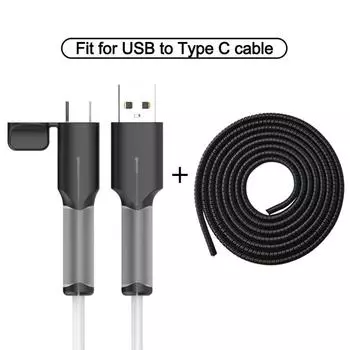 Мягкий силиконовый чехол для сматывания кабеля зарядного устройства USB Type C, защитный чехол от поломки чёрный