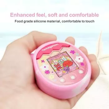 Мягкий силиконовый чехол для Tamagotchi Pix Virtual Electronic Pet Machine, защитный чехол, водонепроницаемый чехол со шнурком светло-розовый