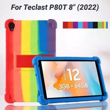 Мягкий силиконовый чехол для Teclast P80T, защитный чехол для детей 8 дюймов, подставка для планшета с 4 противоударными подушками безопасности Teclast P80T красный