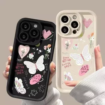 Мягкий силиконовый чехол для телефона Art Butterfly Flower Fashion Pattern для iPhone 15 Pro 11 13 12 14 Pro Max XR XS Max 7 8 Plus SE, противоударный защитный чехол iPhone 15 дубильная кора