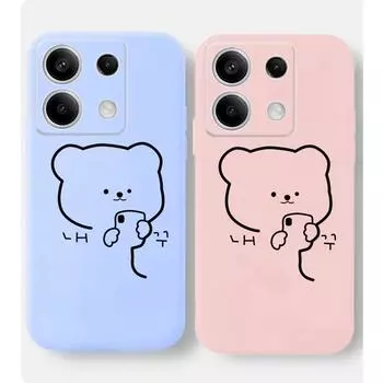 Мягкий силиконовый чехол для телефона Couple Cartoon Line для Xiaomi Redmi Note 13 Pro 14C 13C 12C 11 10 9 Poco C65 X3 Pro Camera Защитный противоударный полный чехол Xiaomi Poco X3 чёрный
