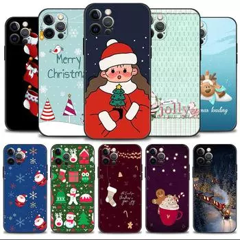 Мягкий силиконовый чехол для телефона для iPhone 14 13 12 11 Pro Max 6 6S 7 8 Plus X XS XR 12 13 Mini Shell Рождественская елка с оленем iPhone 14