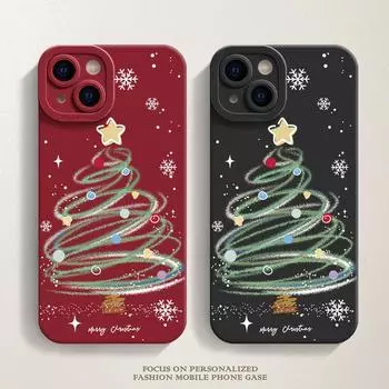 Мягкий силиконовый чехол для телефона Merry Christmas Tree для iPhone 16 15 14 13 12 11 Pro XS Max X XR 8 7 Plus Happy New Year Gifts противоударный бампер задняя крышка iPhone 15 красный